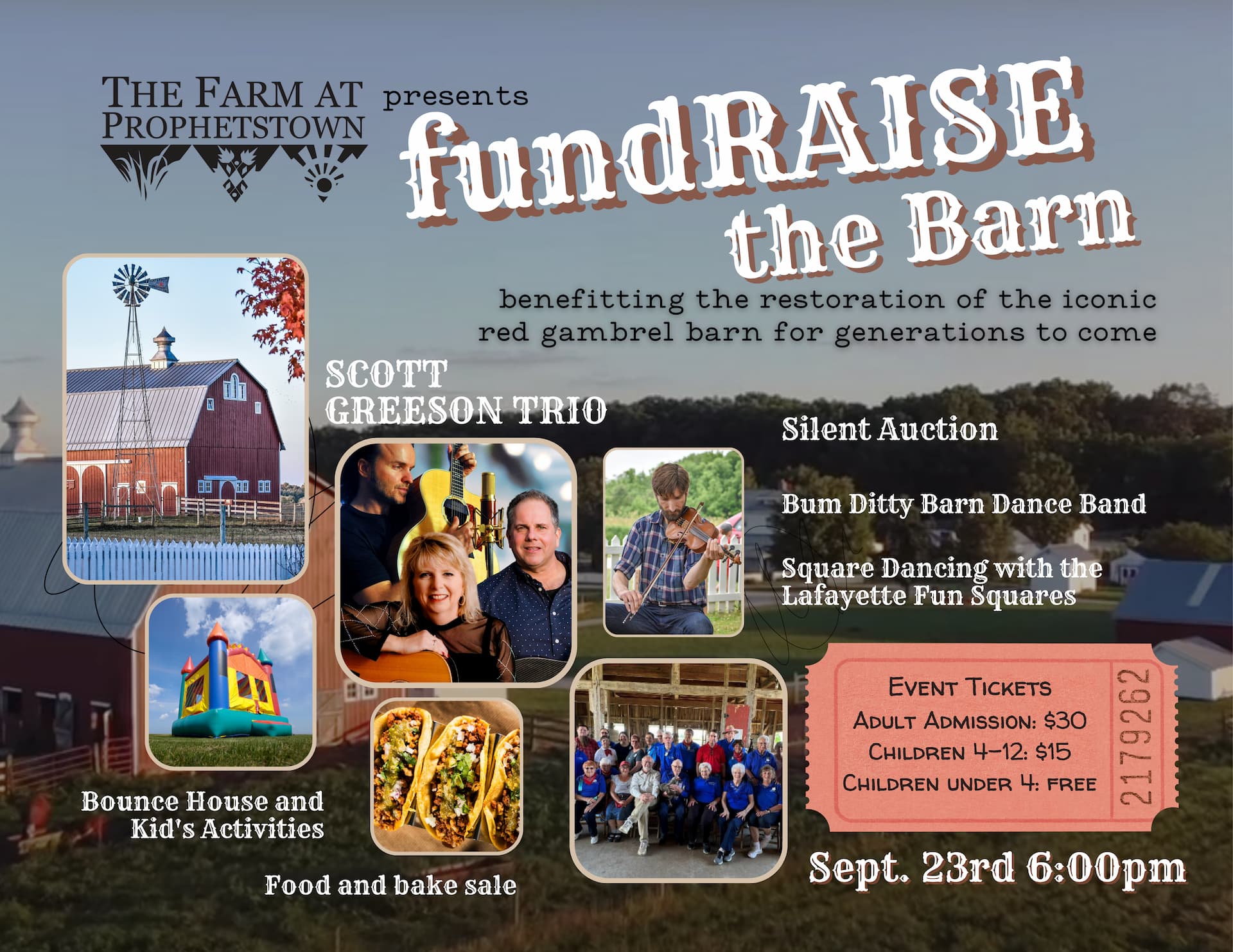 fundRAISE the Barn - an event benefitting the restoration the iconic red gambrel barn for generations to come! September 23 at 6 PM.
